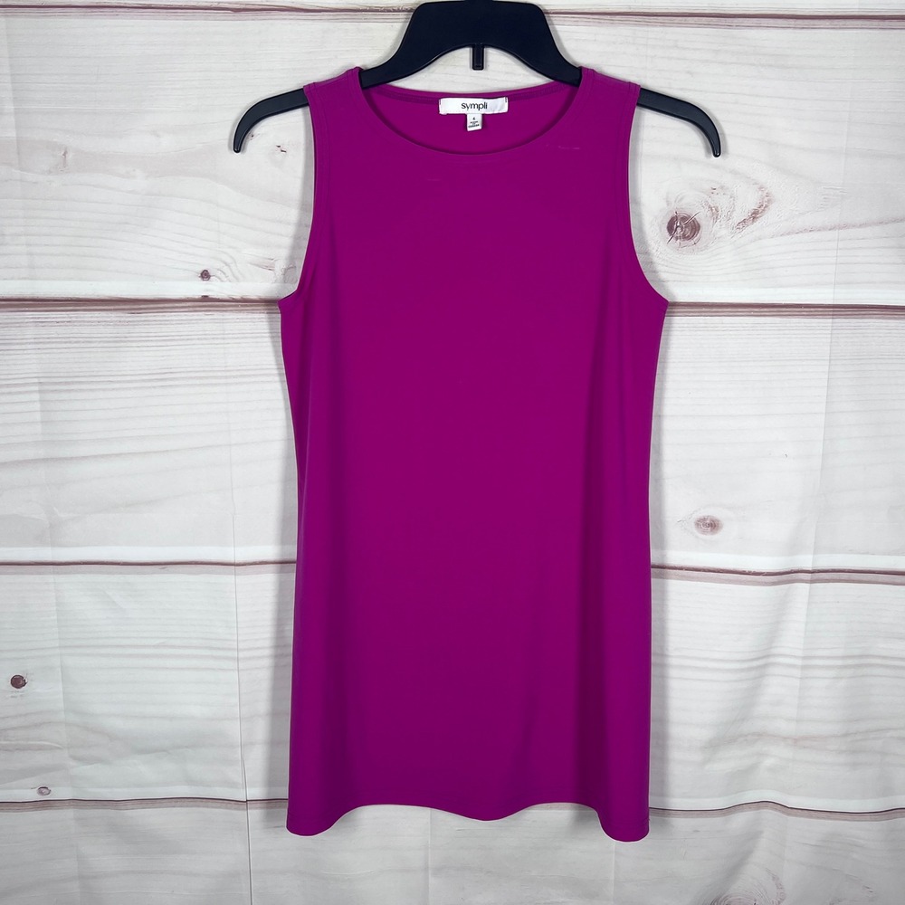 Sympli Tank Top Women 6 Purple Go To Tank Sleeveless Jersey Stretch Tunic Layer